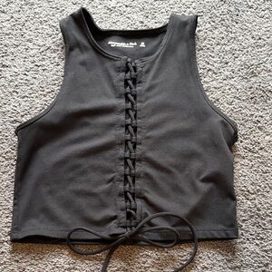 Abercrombie & Fitch Black Lace-Up Cropped Tank